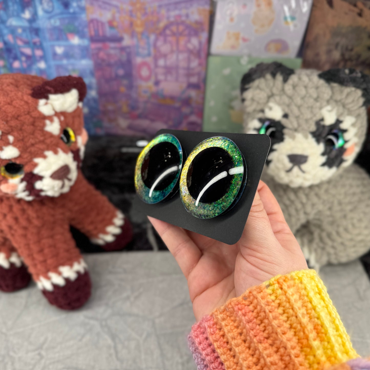 Hand Painted Kawaii Eyes | 50mm | Canary