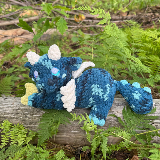 Dragon Crochet Plushie | Hand Painted Eyes | Moon Beam