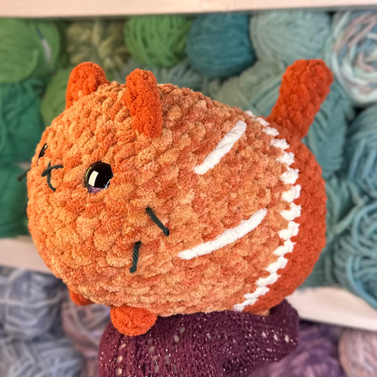 Orange Juice Cat Crochet Plushie | Hand Painted Eye
