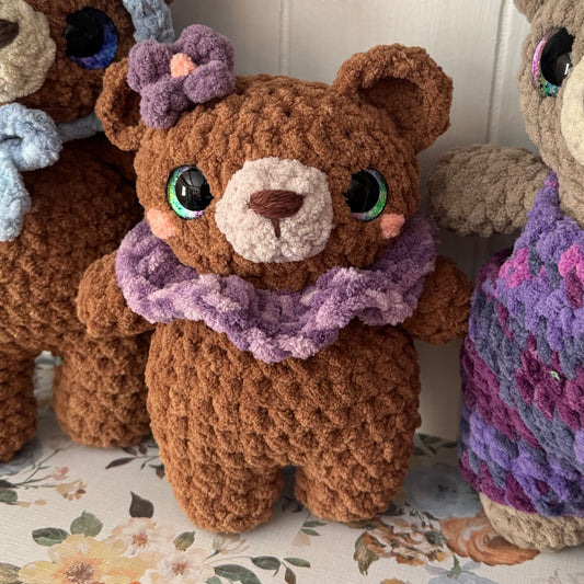Little Flower Bear Crochet Plushie | Hand Painted Eyes