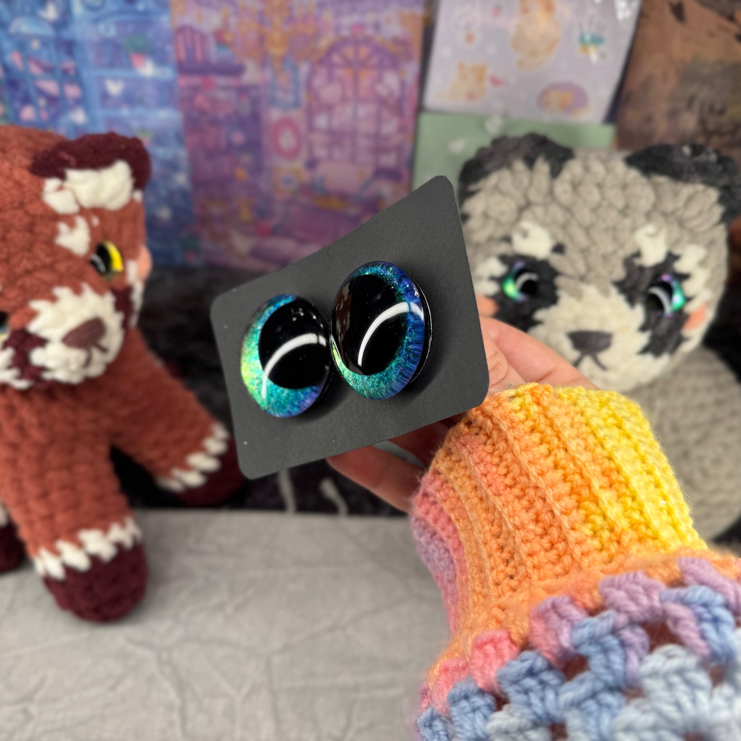 Hand Painted Kawaii Eyes | 40mm | Emerald