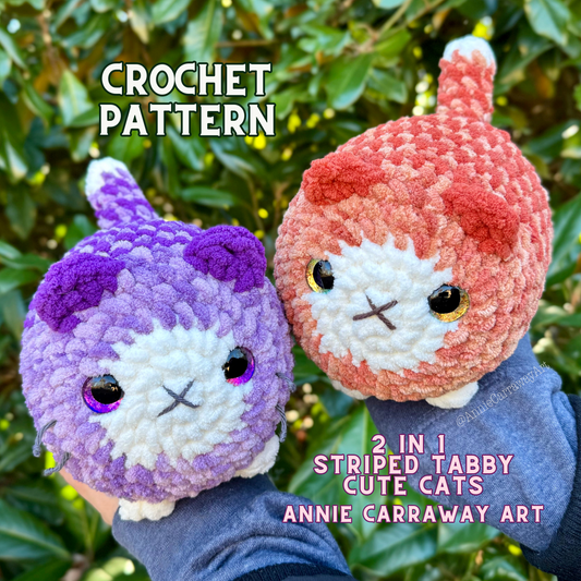 Striped Tabby & Solid Color Cat Crochet Pattern