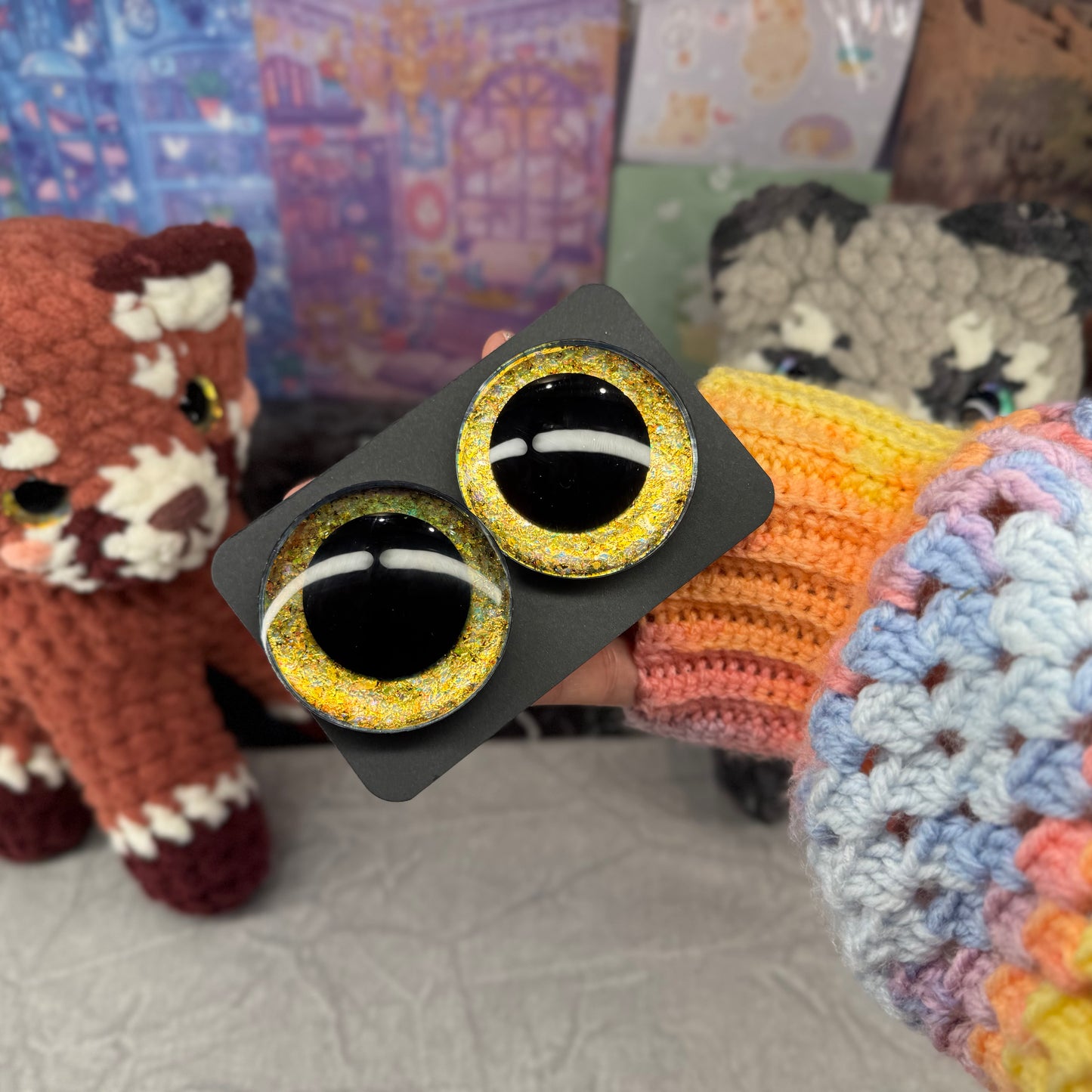 Hand Painted Kawaii Eyes | 50mm | Canary