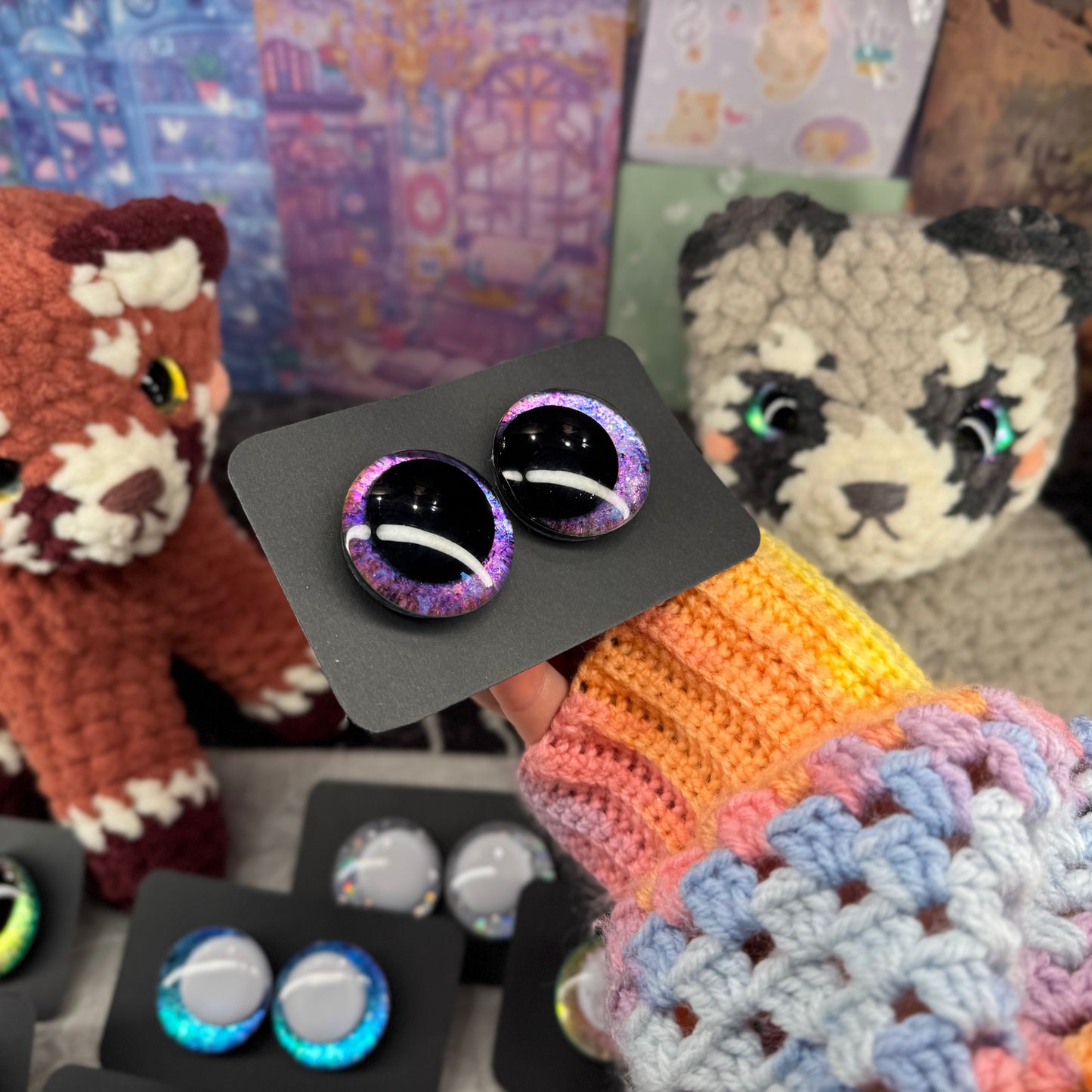 Hand Painted Kawaii Eyes | 35mm | Amethyst