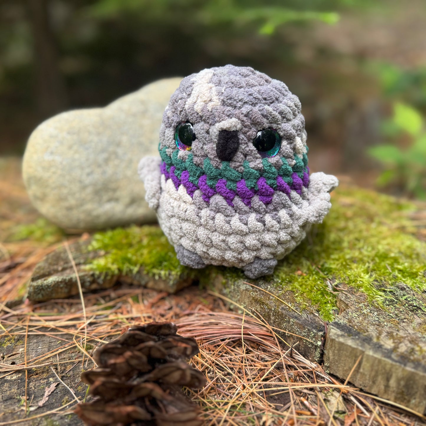 Pigeon Crochet Plushie | Hand Painted Eyes