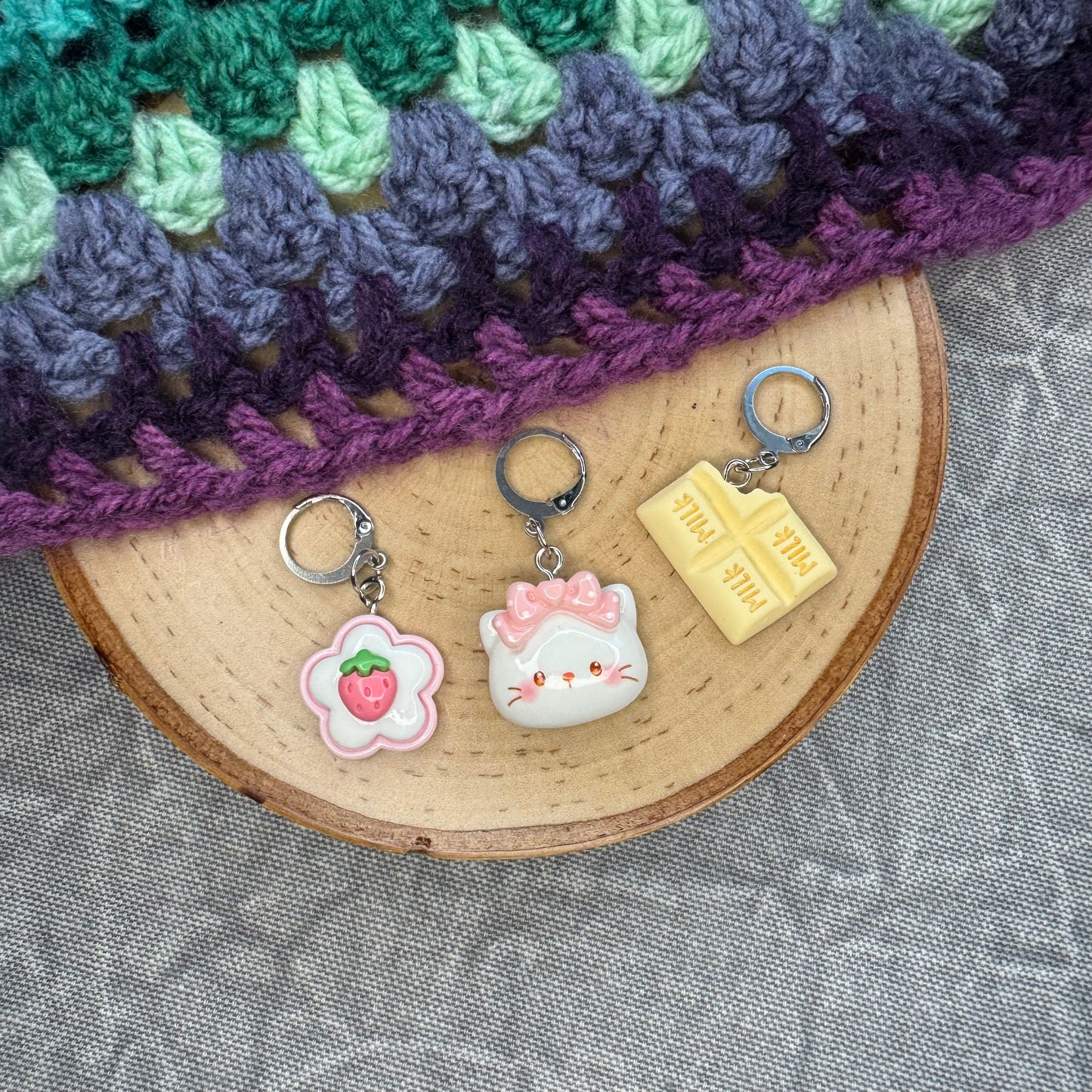 White Chocolate Kitty Stitch Markers | 3 pack