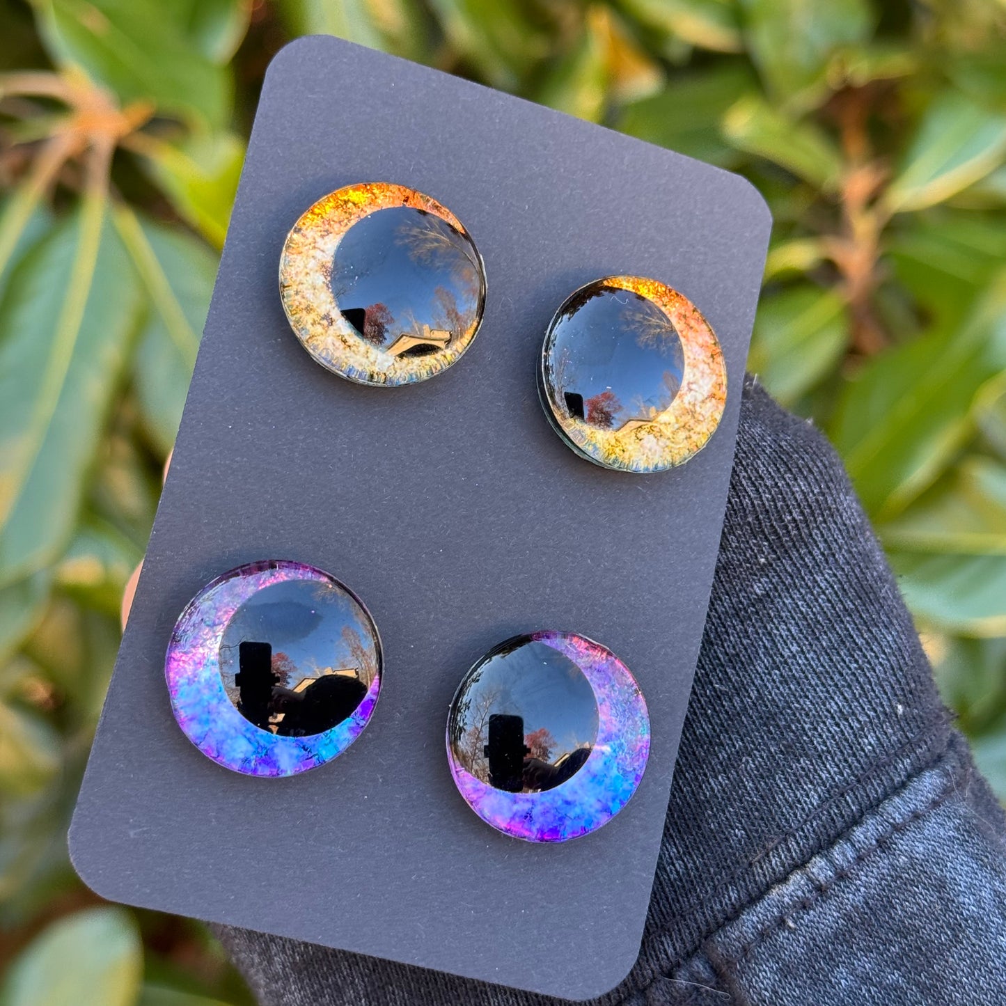 25 mm Hand Painted Kawaii Eyes | Honey + Amethyst | Set #7