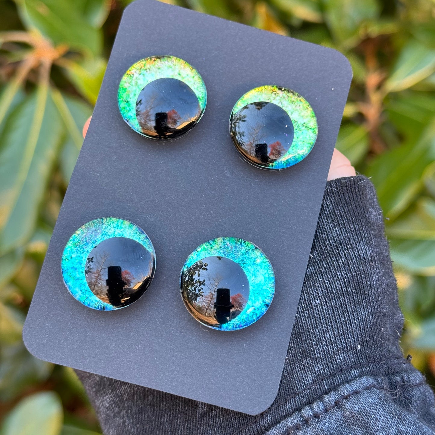 25 mm Hand Painted Kawaii Eyes | Riptide + Emerald | Set #1