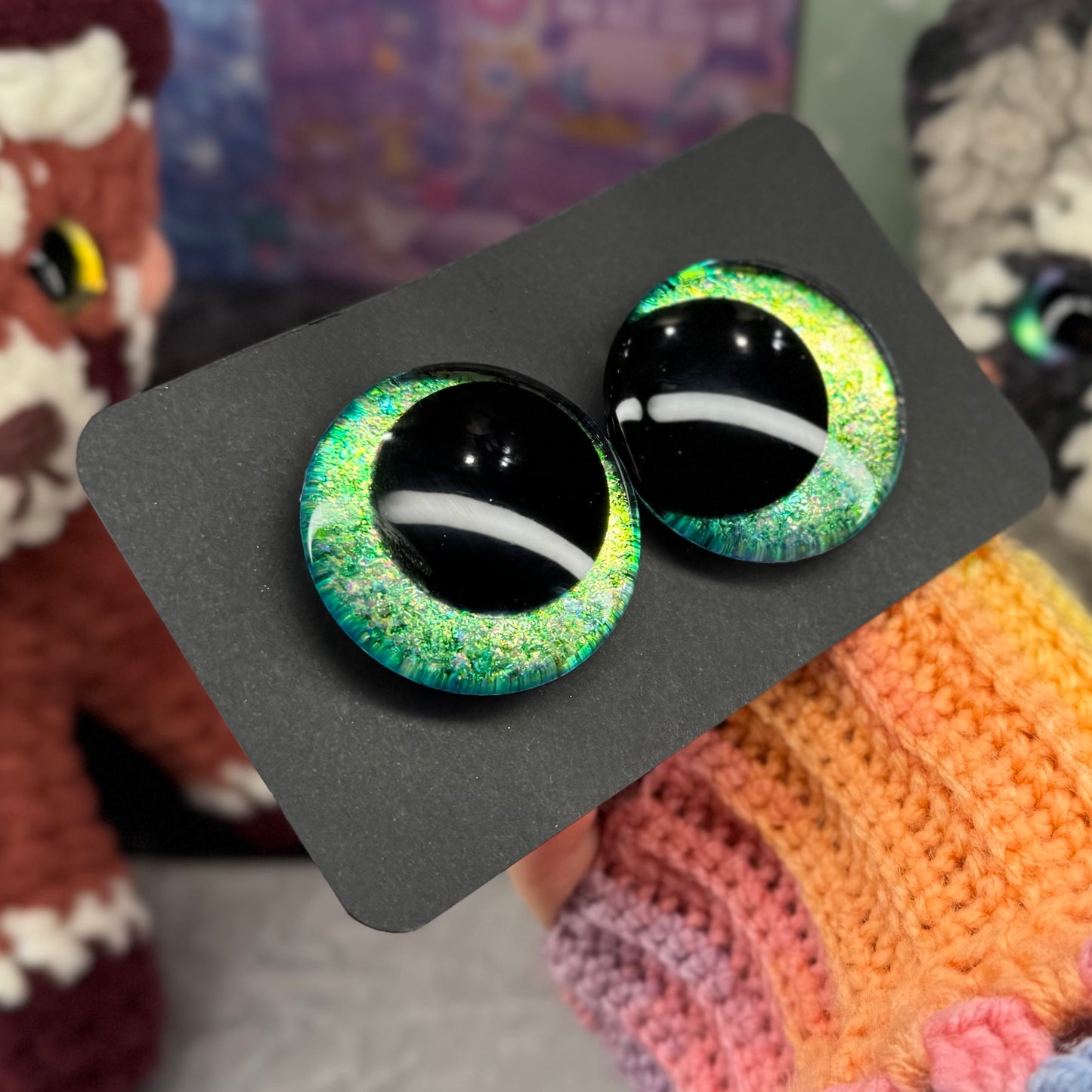 Hand Painted Kawaii Eyes | 40mm | Emerald