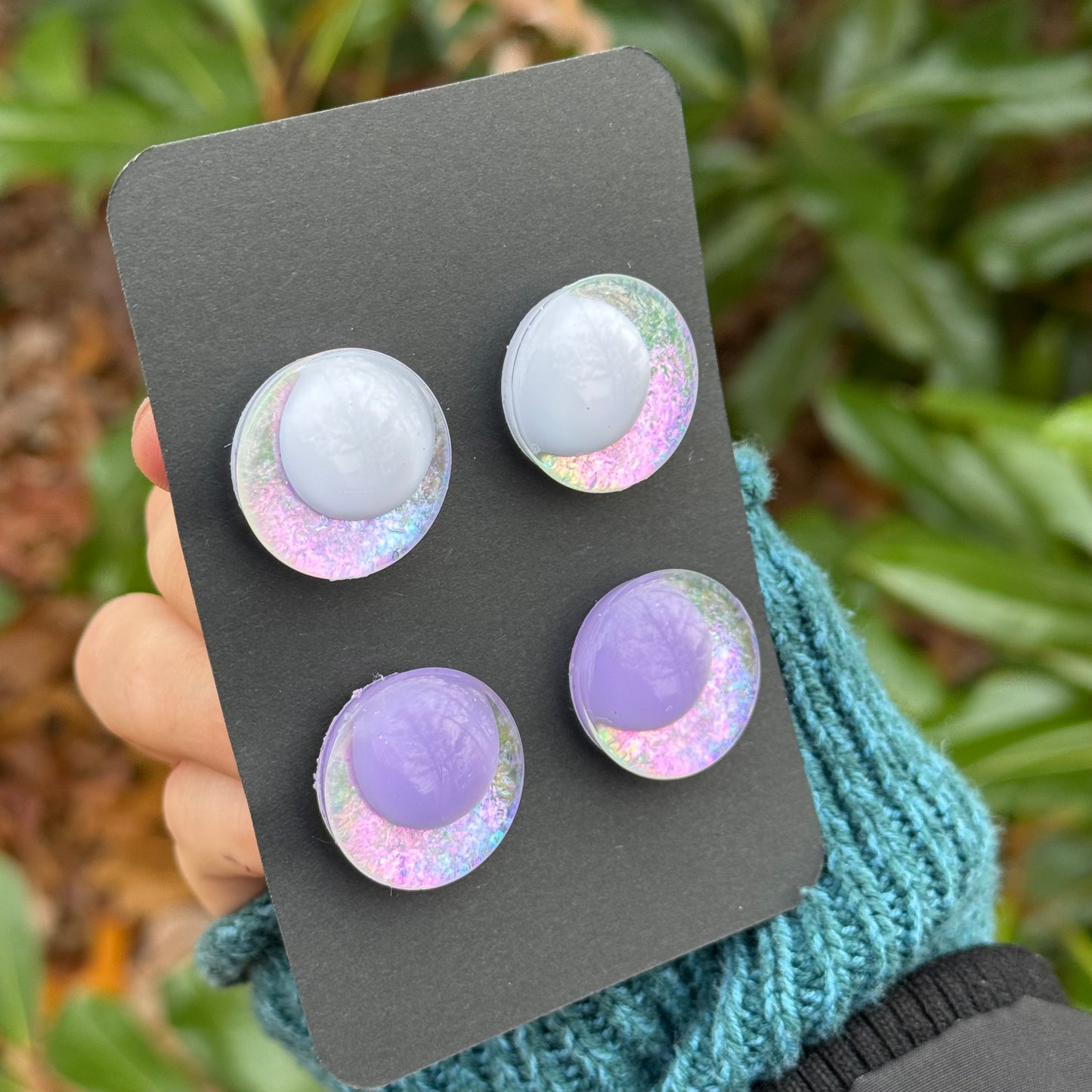 25 mm Hand Painted Kawaii Eyes | Lilac Opal | Set #92