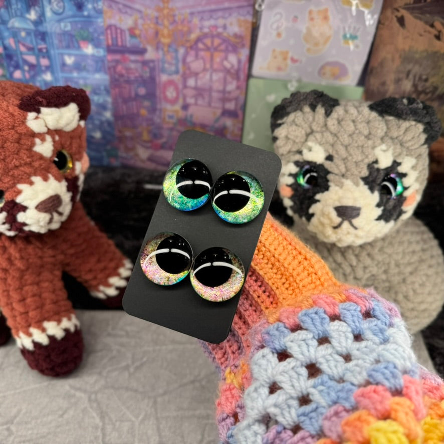 Hand Painted Kawaii Eyes | 30mm | Emerald and Dawn