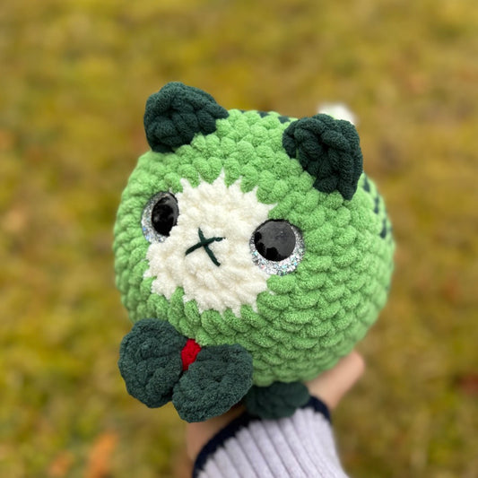 Mistletoe Big Kitty Crochet Plushie | Hand Painted Eyes