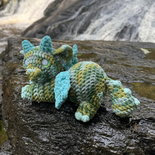 Dragon Crochet Plushie | Hand Painted Eyes | River