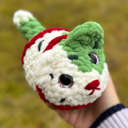Christmas Tree Cake Terrier Crochet Plushie | Hand Painted Eyes