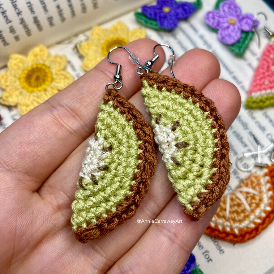 Kiwi Slice Crochet Earrings