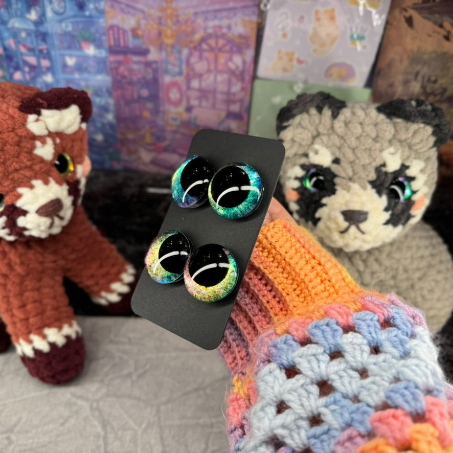 Hand Painted Kawaii Eyes | 30mm | Emerald and Dawn