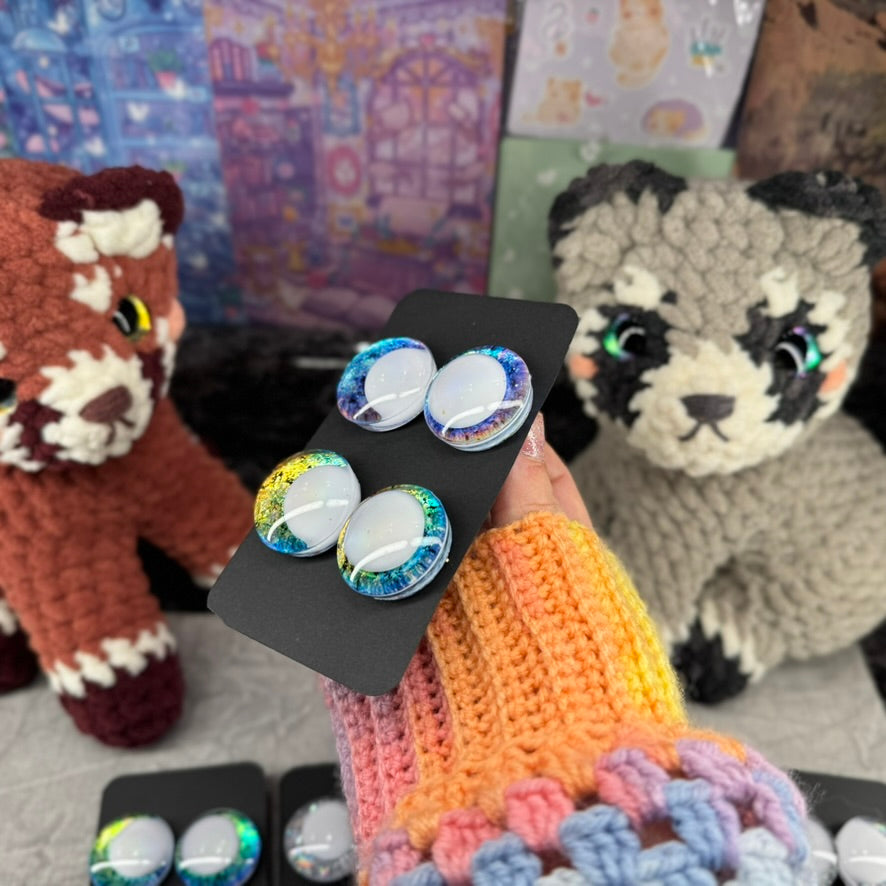 Hand Painted Kawaii Eyes | 30mm | Riptide and Canary White Pupil