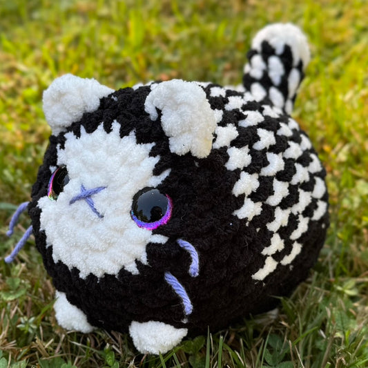 Skeleton Kitten Crochet Plushie | Hand Painted Eyes