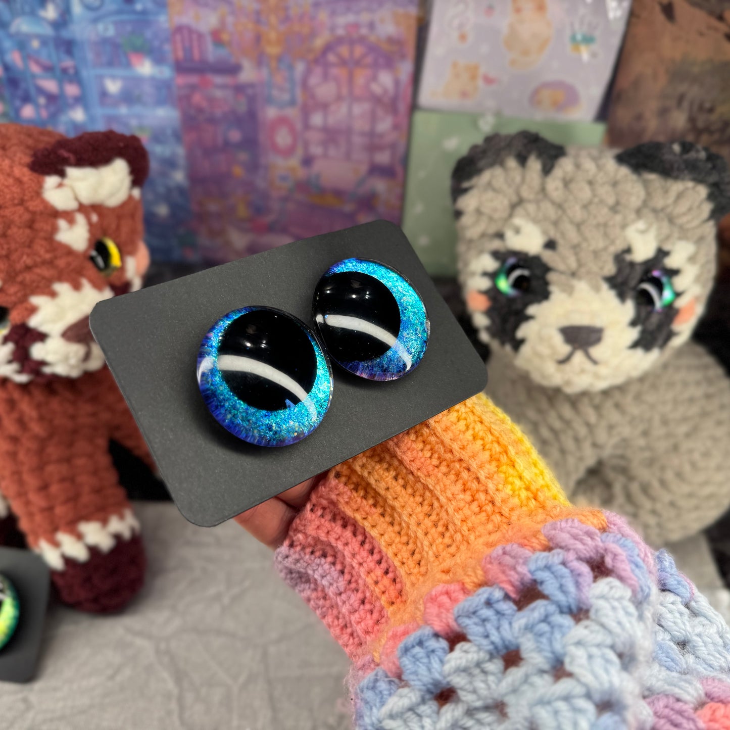 Hand Painted Kawaii Eyes | 40mm | Riptide