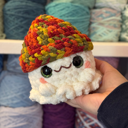Mushroom Ghost Crochet Plushie | Hand Painted Eyes