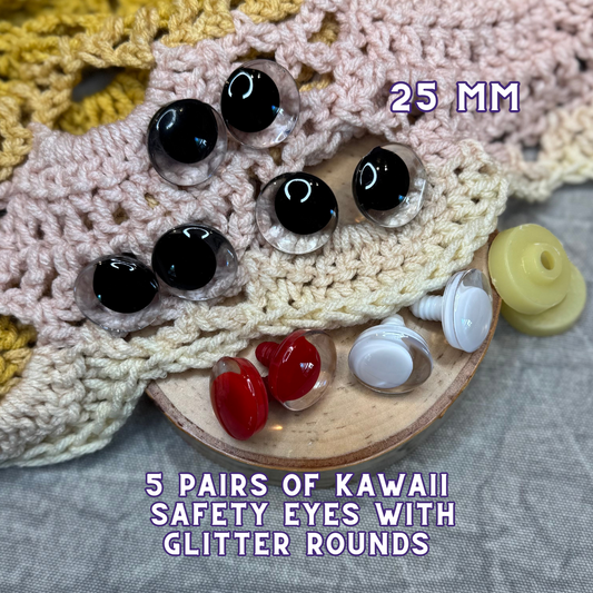 25 mm Kawaii Safety Eyes | 5 Mixed Color Pairs