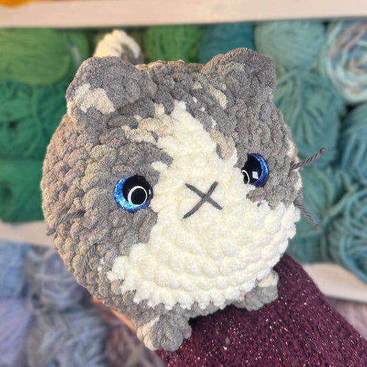 Tuxedo Cat Crochet Plushie | Hand Painted Eyes