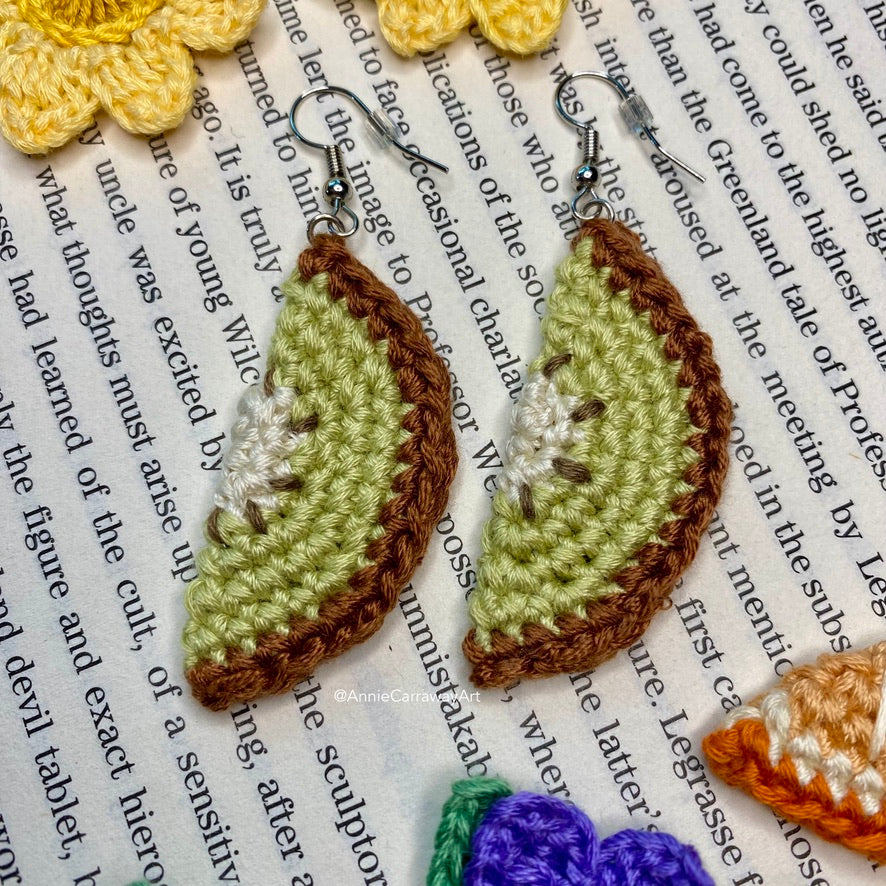 Kiwi Slice Crochet Earrings