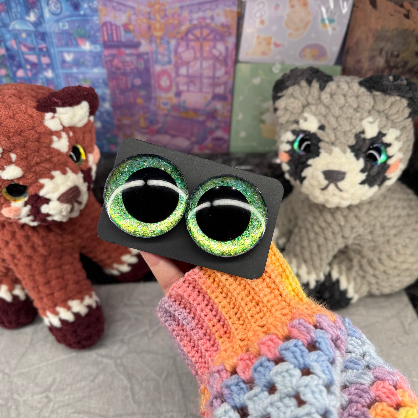 Hand Painted Kawaii Eyes | 50mm | Emerald