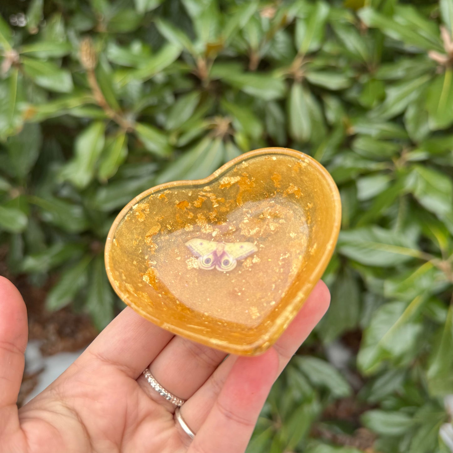 Gold Moth Heart Trinket Dish