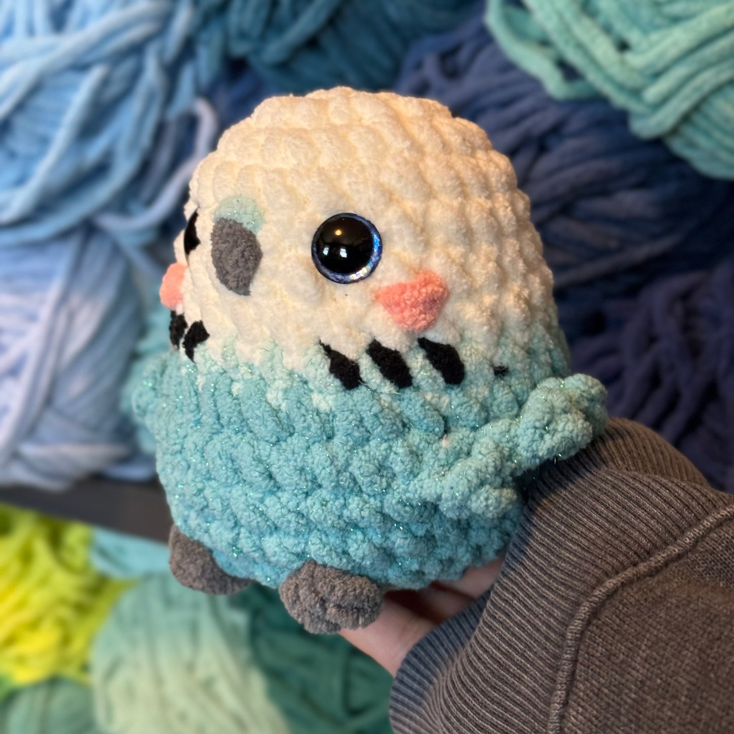 Budgie Crochet Plushie | Hand Painted Eyes