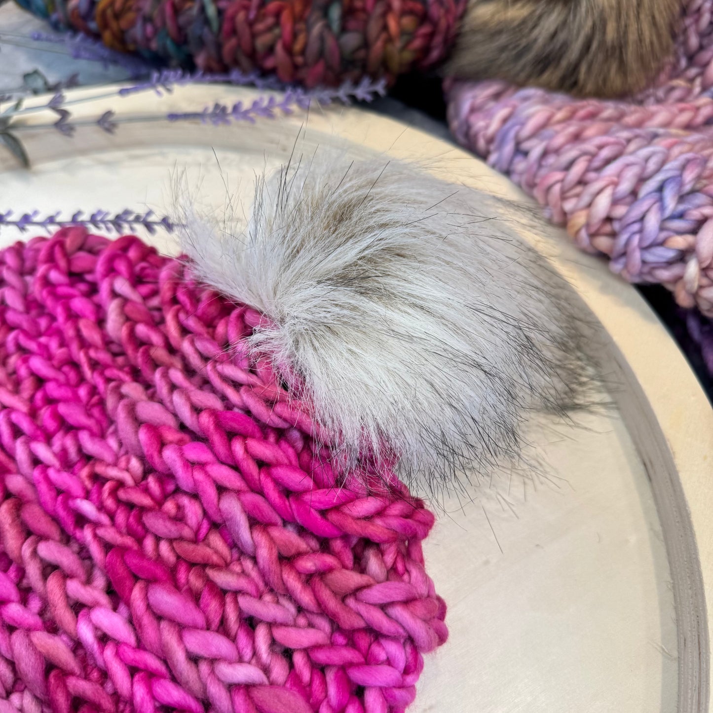 Handmade Winter Beanie | Merino Wool Yarn in the Color English Rose | Daybreak Design