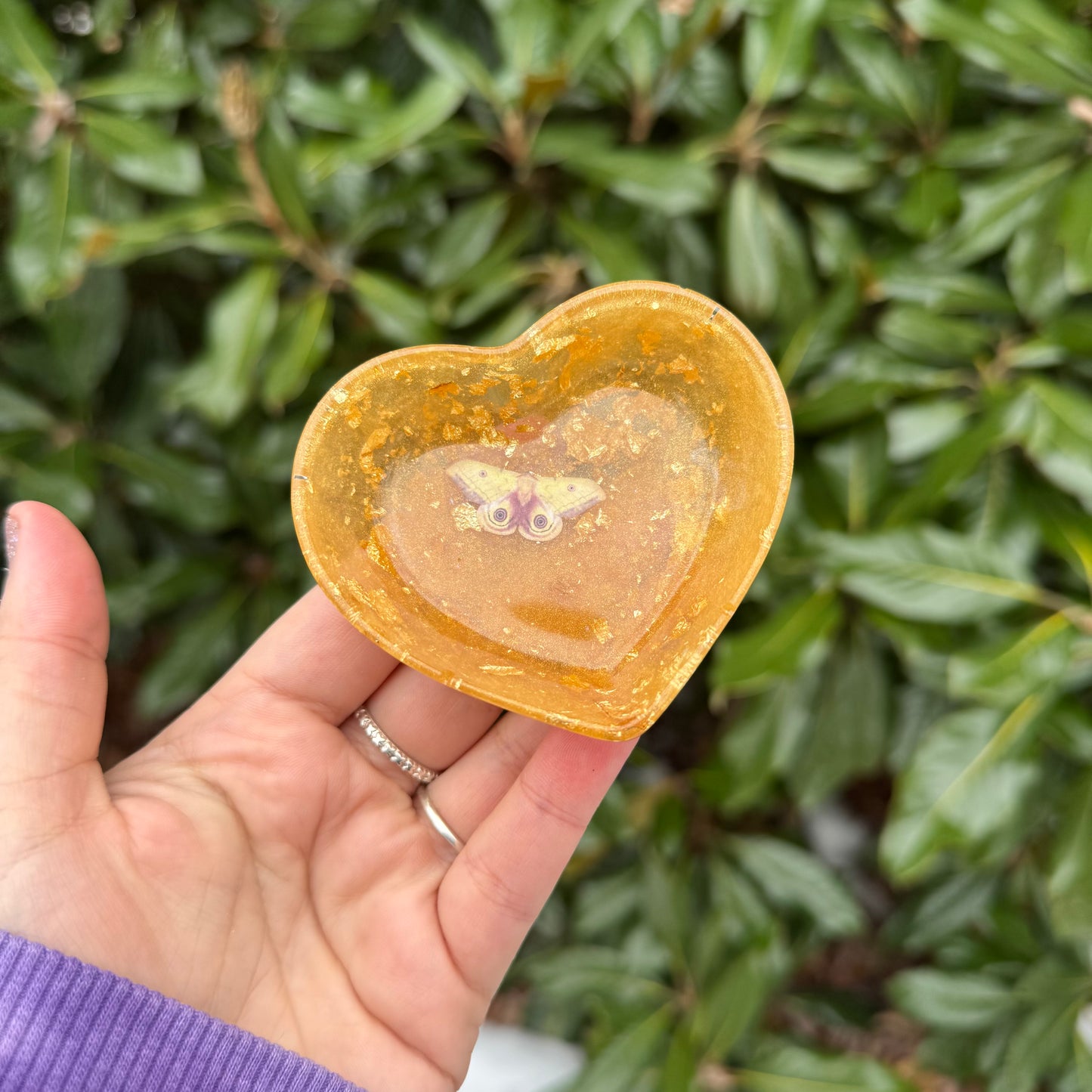 Gold Moth Heart Trinket Dish