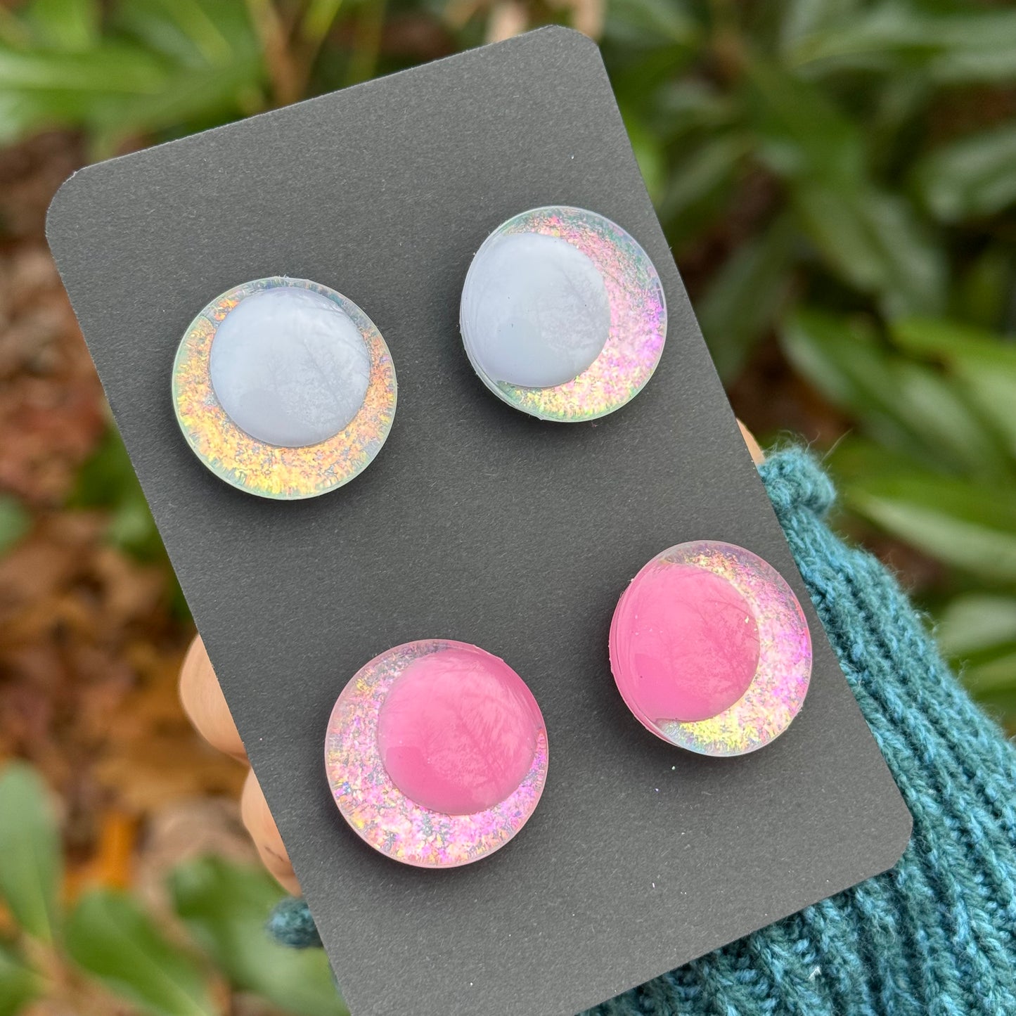 25 mm Hand Painted Kawaii Eyes | Pink Opal | Set #94