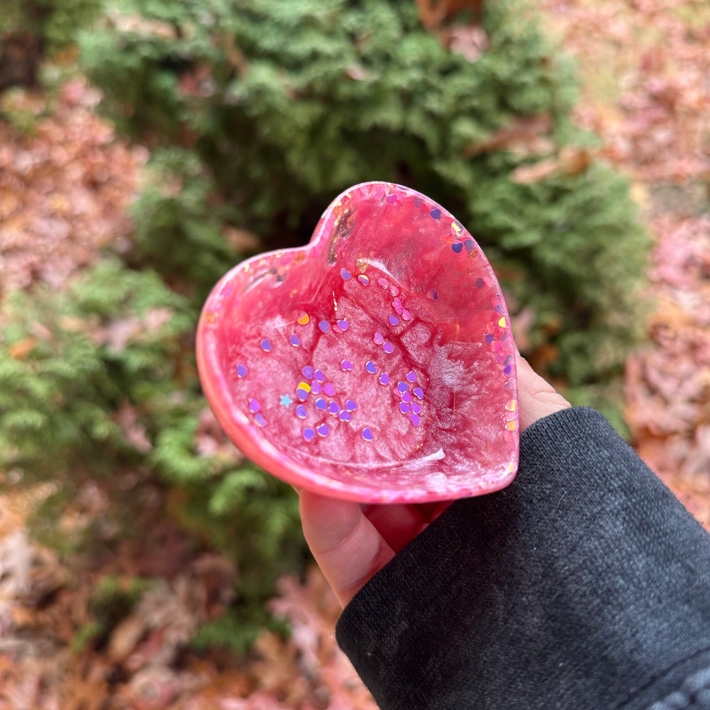 Sparkle Pink Heart Trinket Dish