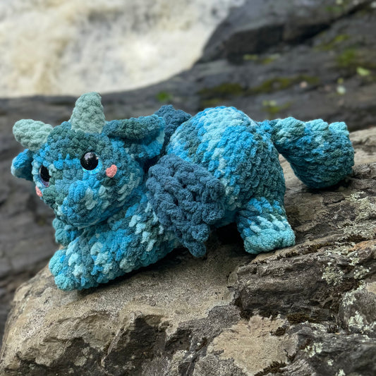 Dragon Crochet Plushie | Hand Painted Eyes | Storm