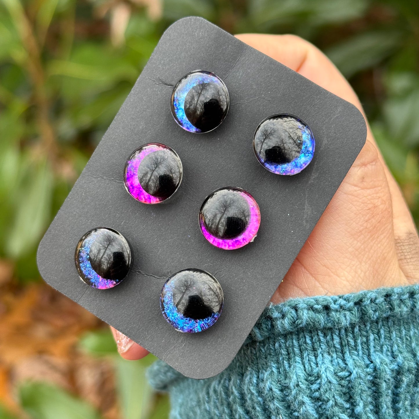 14 mm Hand Painted Kawaii Eyes | Lapis, Heather, Midnight |  Set #84