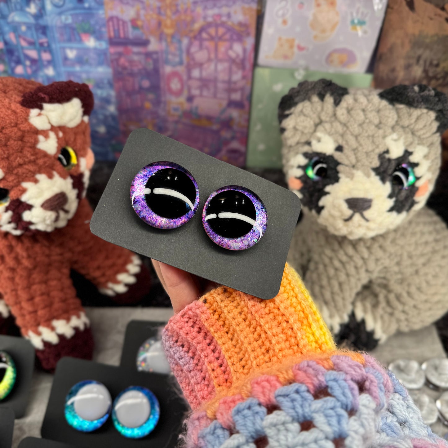 Hand Painted Kawaii Eyes | 35mm | Amethyst