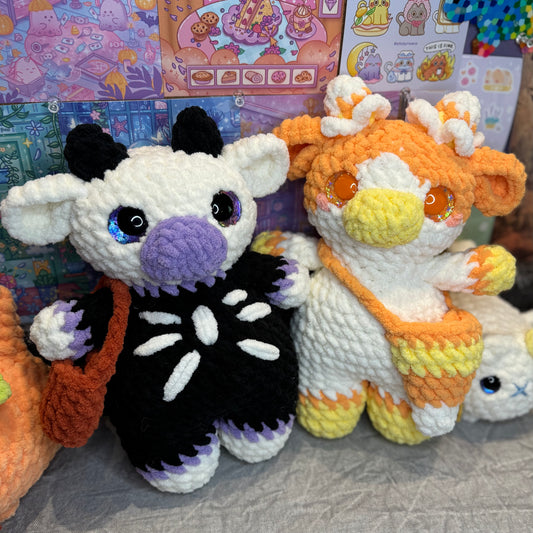 Halloween Cows Crochet Plushie | Hand Painted Eyes