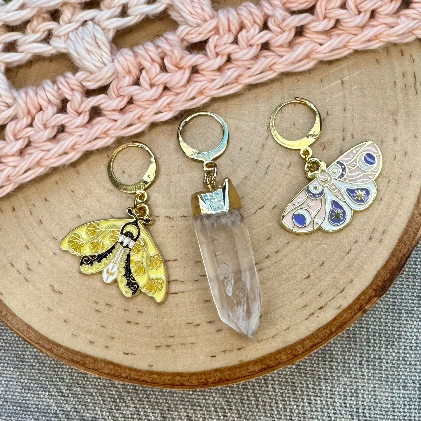 Quartz Crystal Stitch Markers | 3 pack