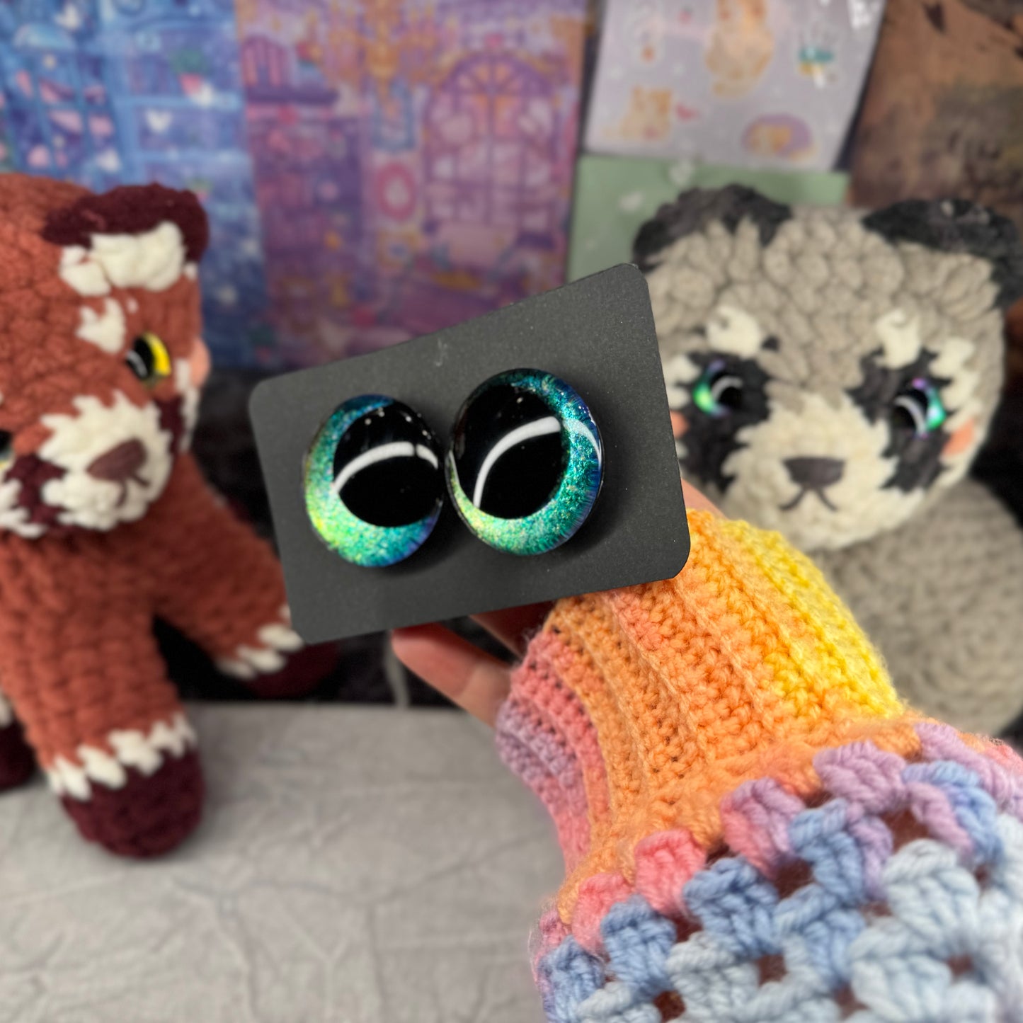 Hand Painted Kawaii Eyes | 40mm | Emerald