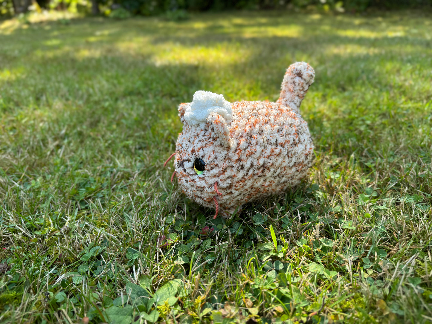 Pumpkin Spice Kitten Crochet Plushie | Hand Painted Eyes