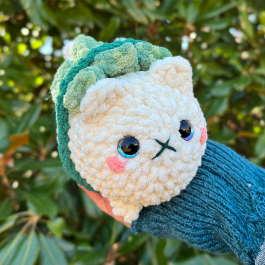 Avocado Kitten Crochet Plushie | Hand Painted Eyes