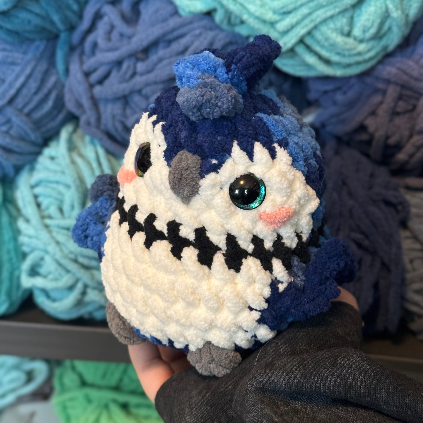 Blue Jay Crochet Plushie | Hand Painted Eyes