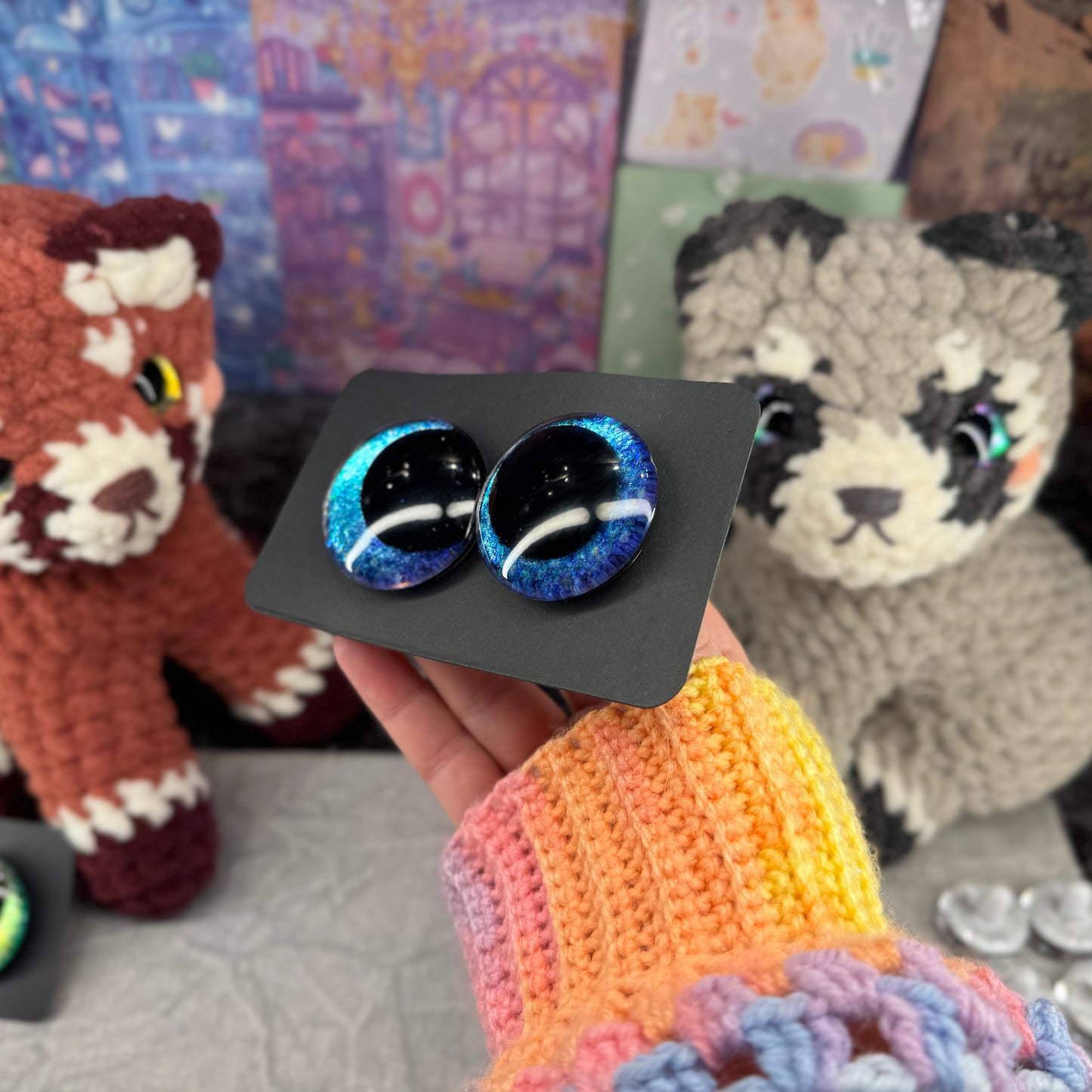 Hand Painted Kawaii Eyes | 40mm | Riptide