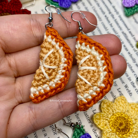 Orange Slice Crochet Earrings