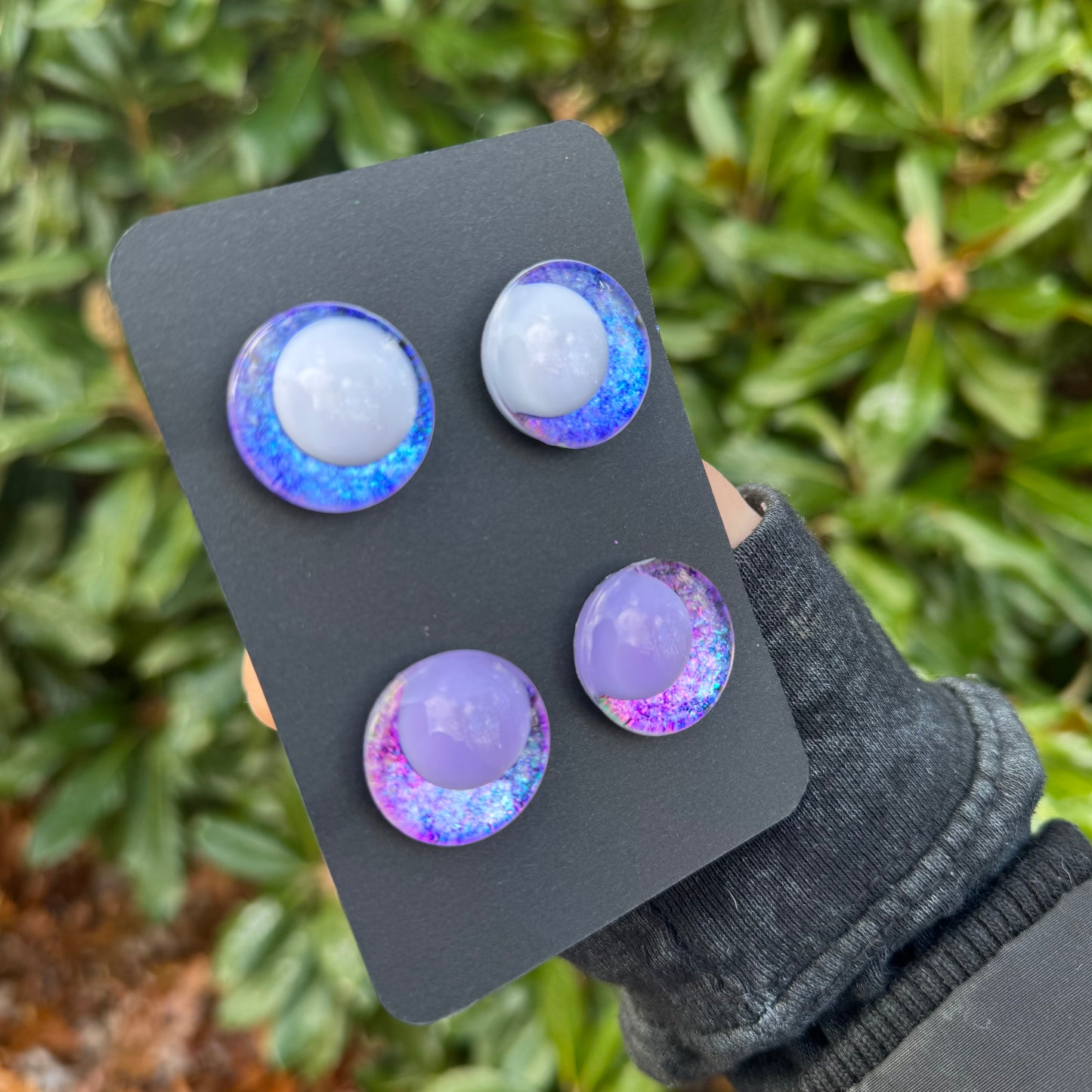 25 mm Hand Painted Kawaii Eyes | Lapis + Amethyst | Set #90