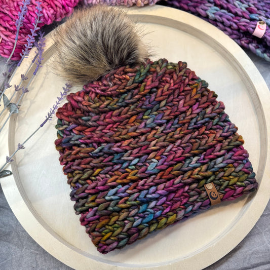 Handmade Winter Beanie | Merino Wool Yarn in the Color Diana| Daybreak Design Extra Long