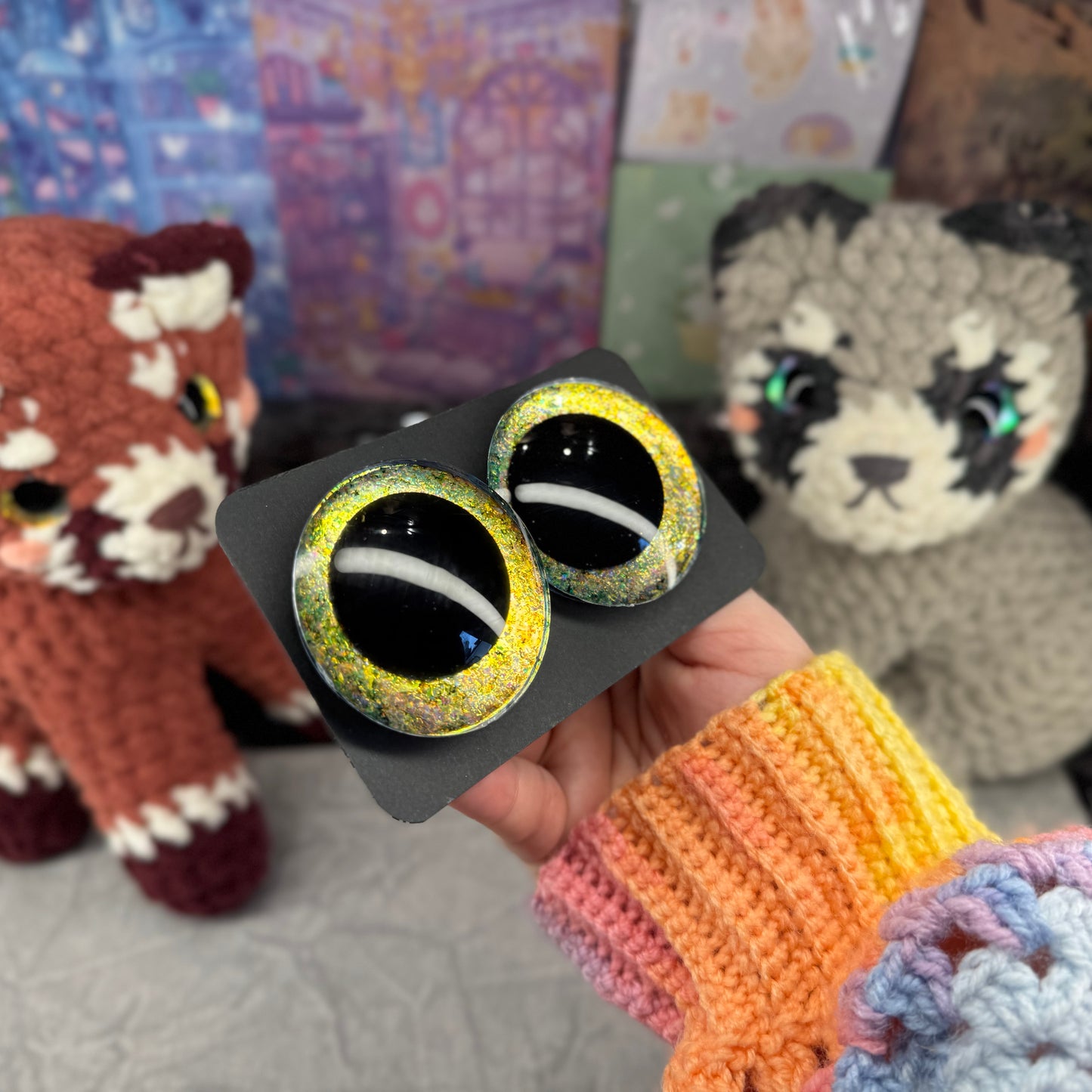 Hand Painted Kawaii Eyes | 50mm | Canary