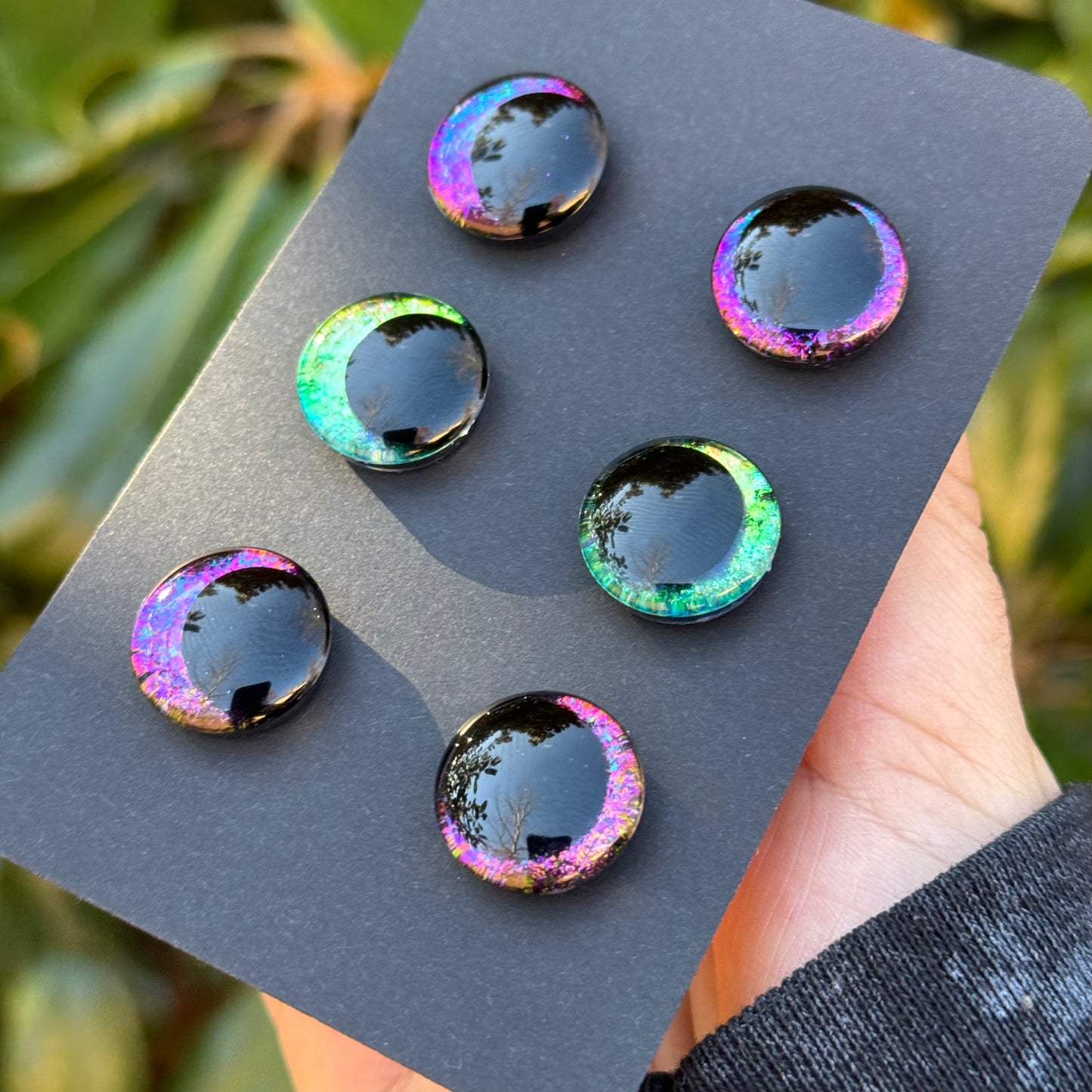 18 mm Hand Painted Kawaii Eyes | Night Court + Emerald + Iris | Set #32