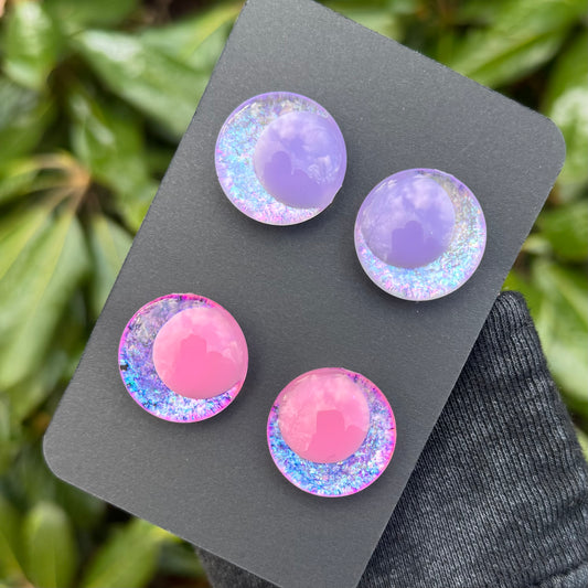 25 mm Hand Painted Kawaii Eyes | Amethyst | Set #91